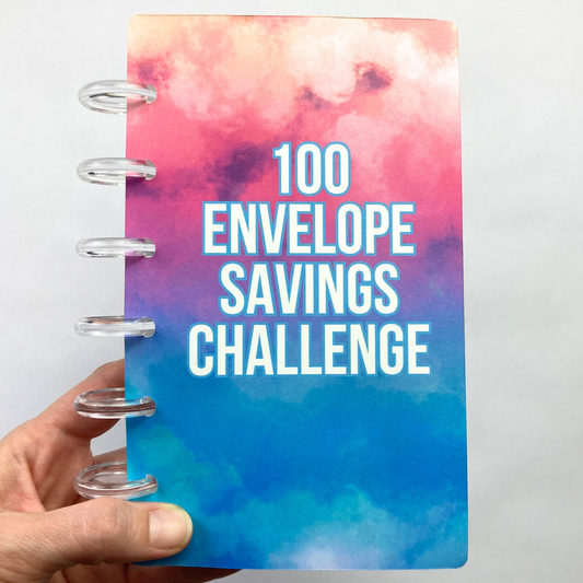 100 Envelope Savings Binder Cotton Candy Clouds Design | A6 Disc Binder | Cash Budgeting | Money Binder