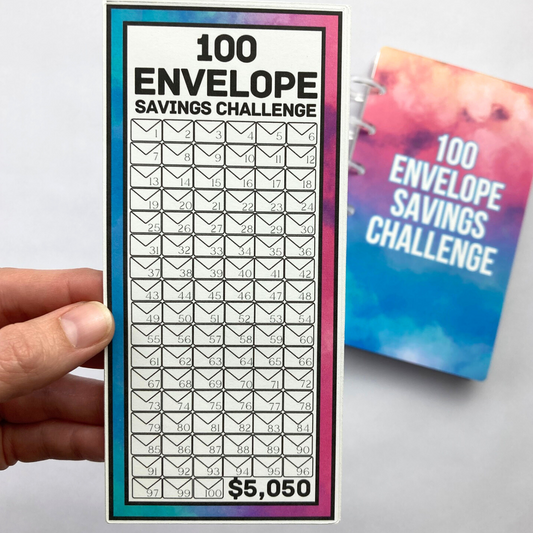 100 Envelope Savings Binder Cotton Candy Clouds Design | A6 Disc Binder | Cash Budgeting | Money Binder