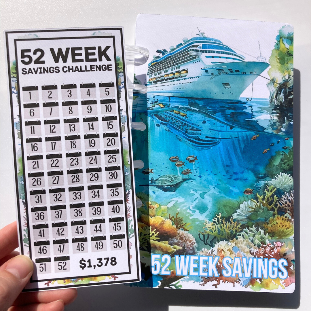 Cruise | 52 Week Savings Challenge Binder | A6 Disc Binder | Cash Budgeting | Money Binder