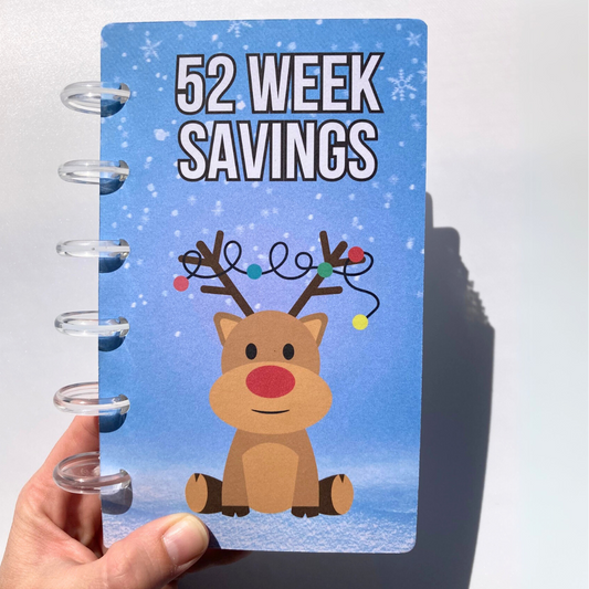 Holiday Deer | 52 Week Savings Challenge Binder | A6 Disc Binder | Cash Budgeting | Money Binder