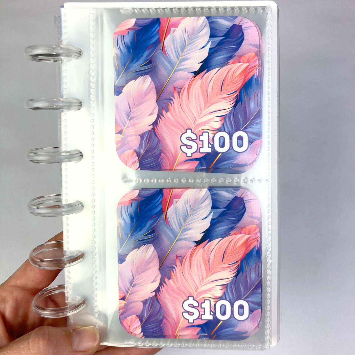 $5,000 Savings Binder Feather Design | A6 Disc Binder | Cash Budgeting | Money Binder