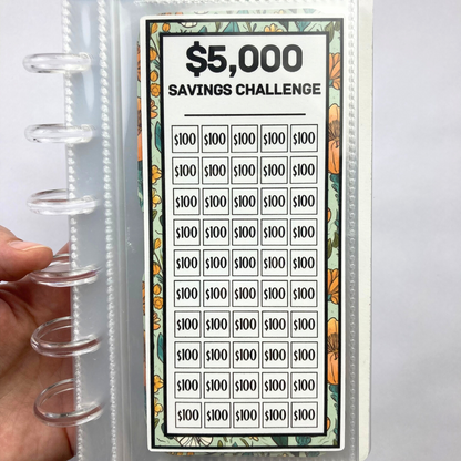 $5,000 Savings Binder Flowers Design | A6 Disc Binder | Cash Budgeting | Money Binder