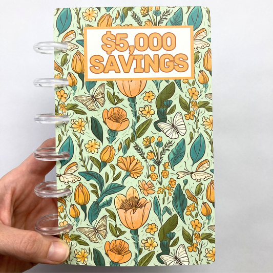 $5,000 Savings Binder Flowers Design | A6 Disc Binder | Cash Budgeting | Money Binder