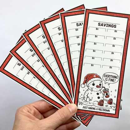 Everything Is Fine Savings Challenge Cards | 12 A6 Size Savings Challenge Cards | Physical Shipped Item | Holiday Line