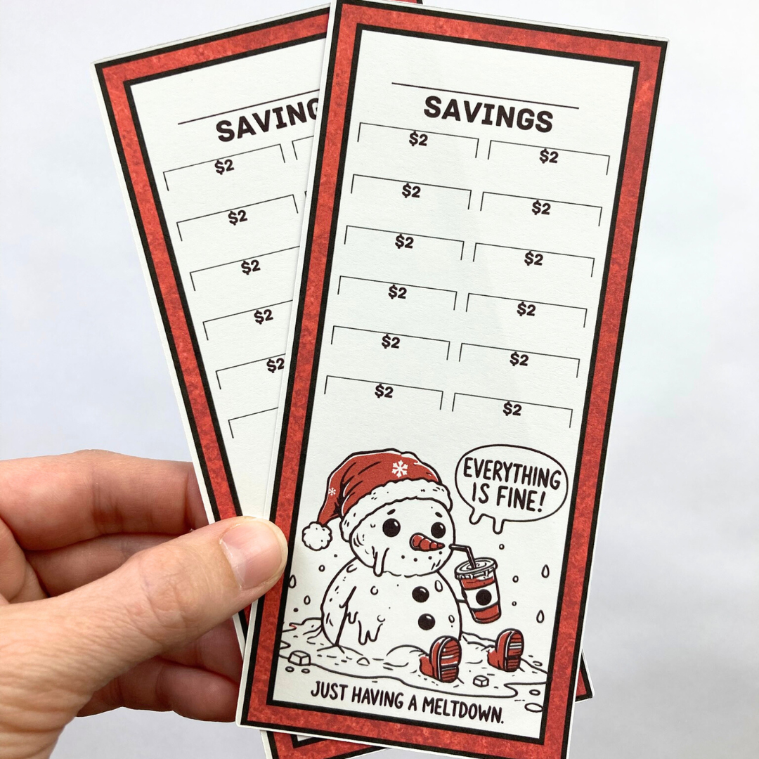Everything Is Fine Savings Challenge Cards | 12 A6 Size Savings Challenge Cards | Physical Shipped Item | Holiday Line