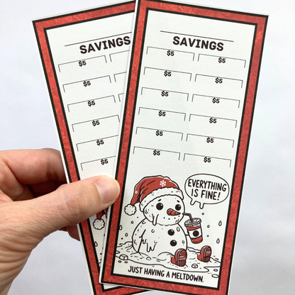 Everything Is Fine Savings Challenge Cards | 12 A6 Size Savings Challenge Cards | Physical Shipped Item | Holiday Line