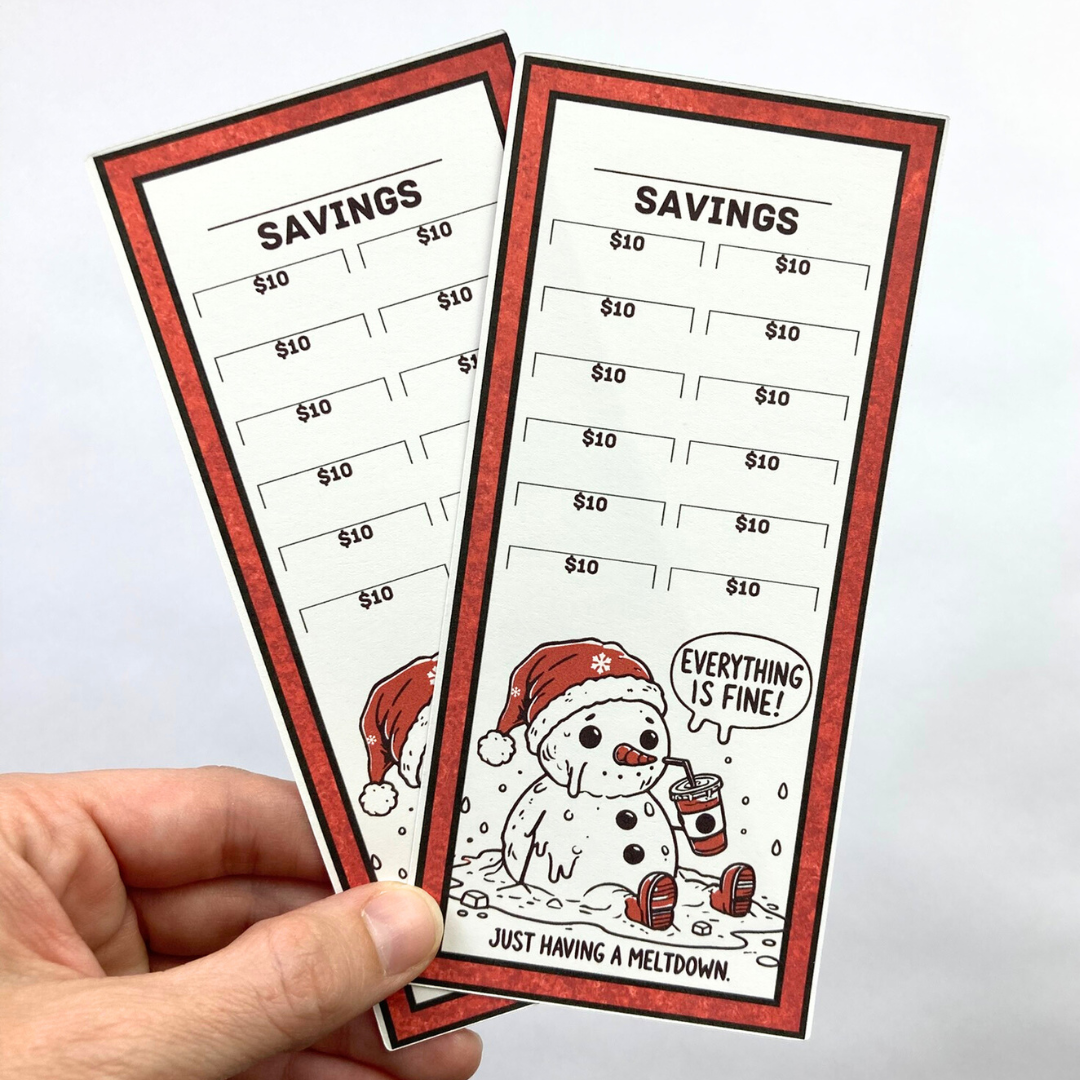Everything Is Fine Savings Challenge Cards | 12 A6 Size Savings Challenge Cards | Physical Shipped Item | Holiday Line