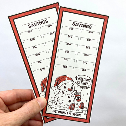 Everything Is Fine Savings Challenge Cards | 12 A6 Size Savings Challenge Cards | Physical Shipped Item | Holiday Line