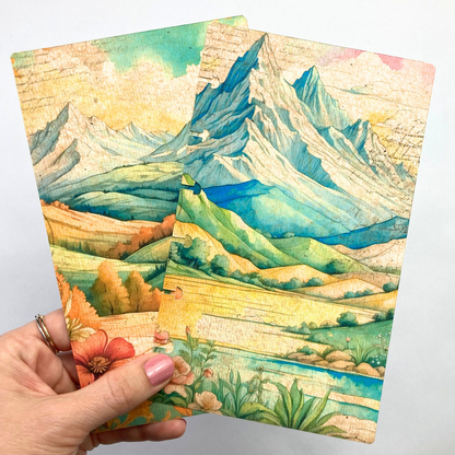 12 Month Cards with Cardstock Binder Cover | Physical Shipped Item | Mountains Designs