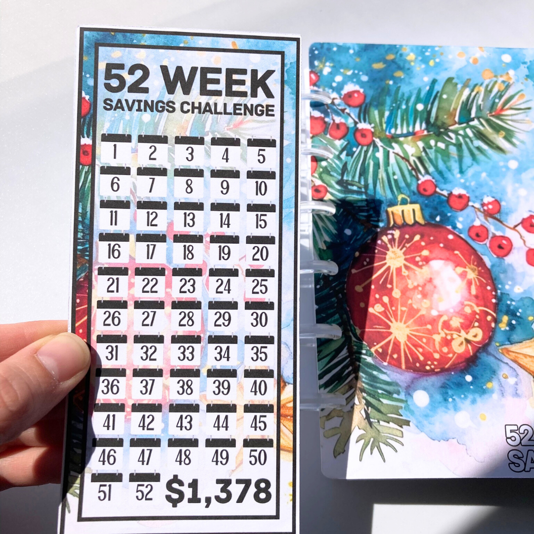 Holiday Cheer | 52 Week Savings Challenge Binder | A6 Disc Binder | Cash Budgeting | Money Binder