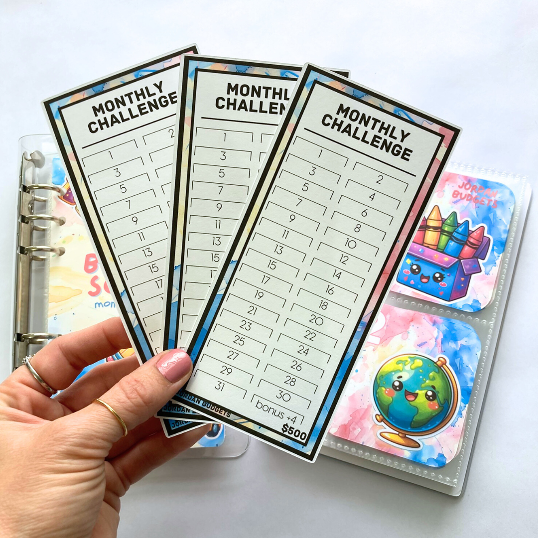 Back to School | Monthly Challenge Binder | Cash Budgeting | Money Binder | A6 Size | Disc or Ring Bound Binders