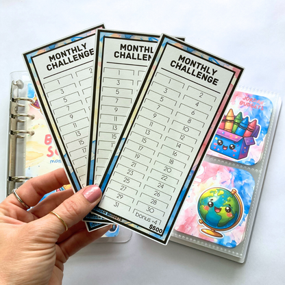 Back to School | Monthly Challenge Binder | Cash Budgeting | Money Binder | A6 Size | Disc or Ring Bound Binders