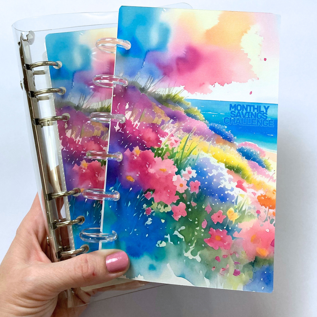 Sand & Sun | Monthly Challenge Binder | Cash Budgeting | Money Binder | A6 Size | Disc or Ring Bound Binders