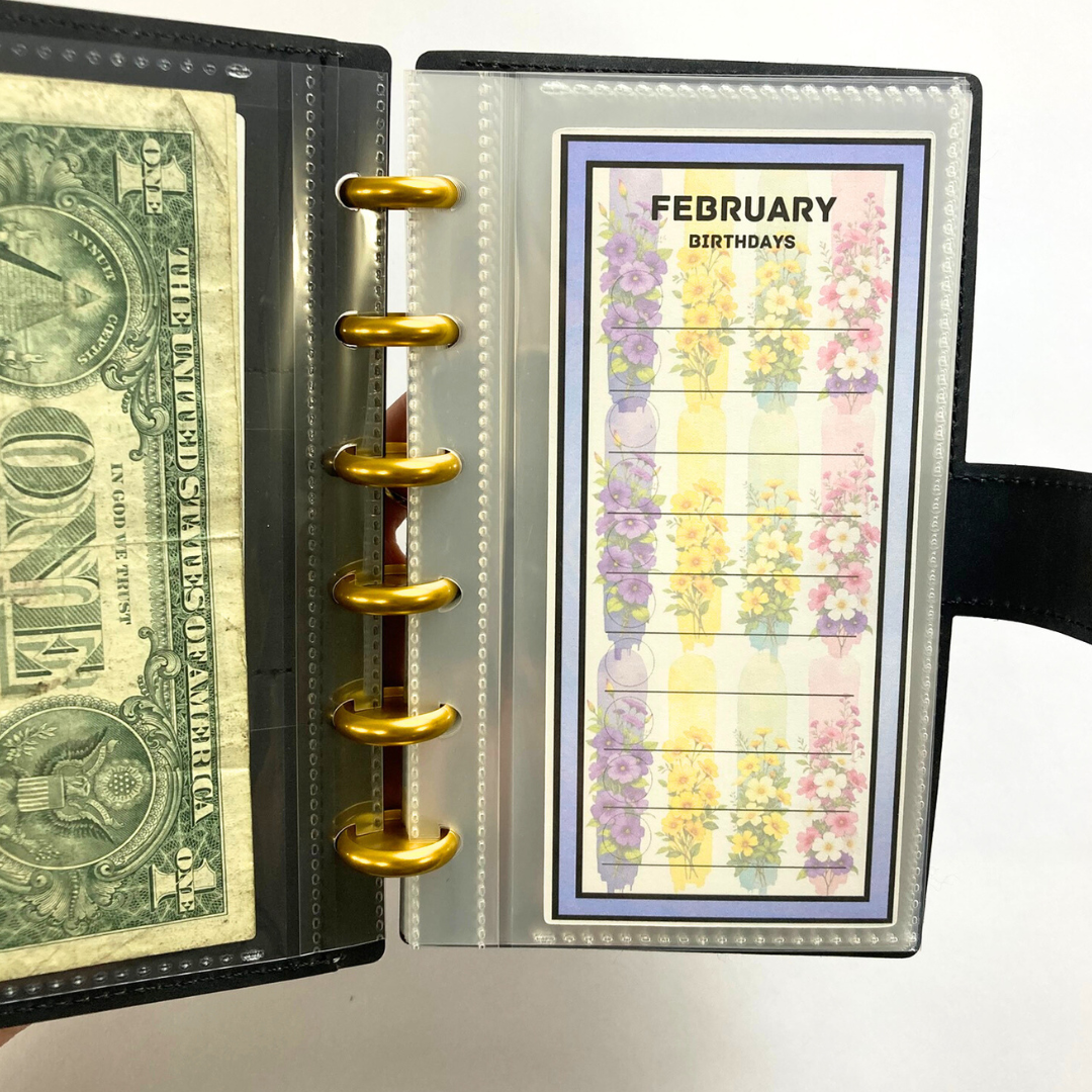 Birthday Flowers Savings Challenge Set | 12 A6 Size Savings Challenge Cards | Physical Shipped Item