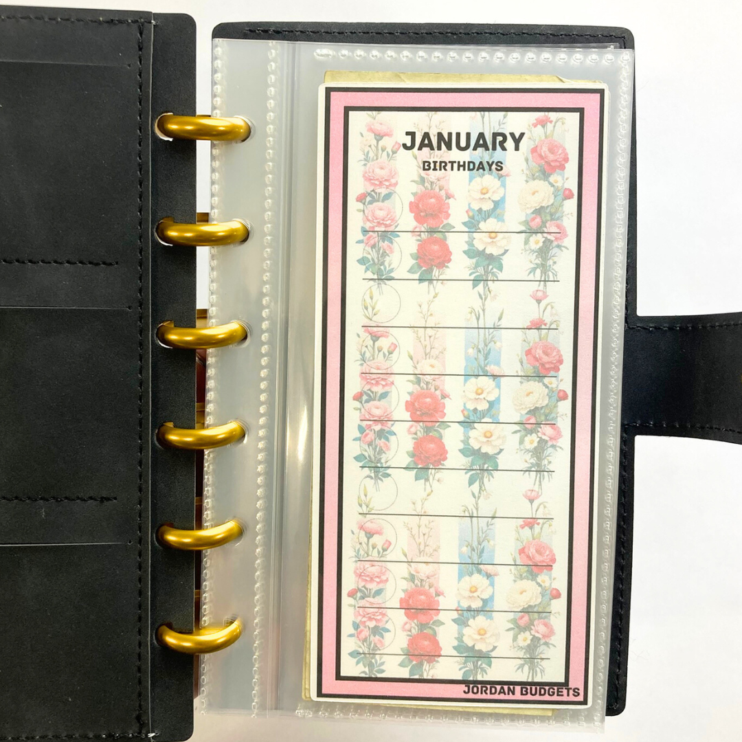 Birthday Flowers Savings Challenge Set | 12 A6 Size Savings Challenge Cards | Physical Shipped Item