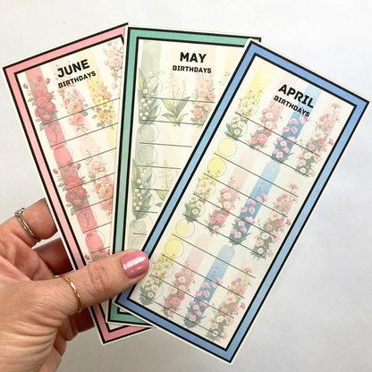 Birthday Flowers Savings Challenge Set | 12 A6 Size Savings Challenge Cards | Physical Shipped Item