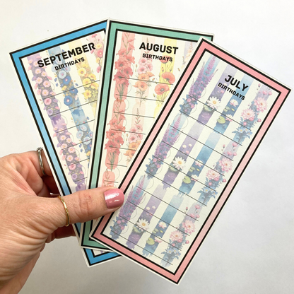 Birthday Flowers Savings Challenge Set | 12 A6 Size Savings Challenge Cards | Physical Shipped Item