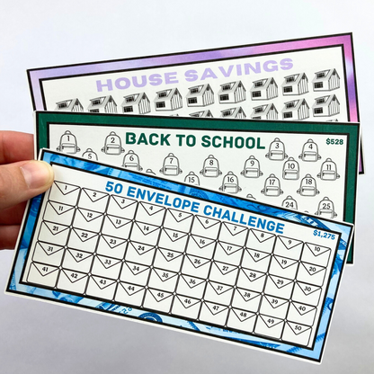 50 A6 Size Savings Challenge Cards | Thick Cardstock | Physical Shipped Item | No Binder