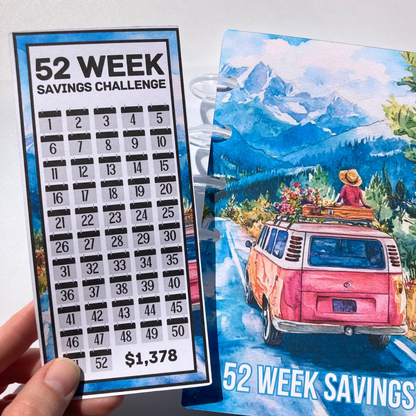 Vacation / Travel | 52 Week Savings Challenge Binder | A6 Disc Binder | Cash Budgeting | Money Binder